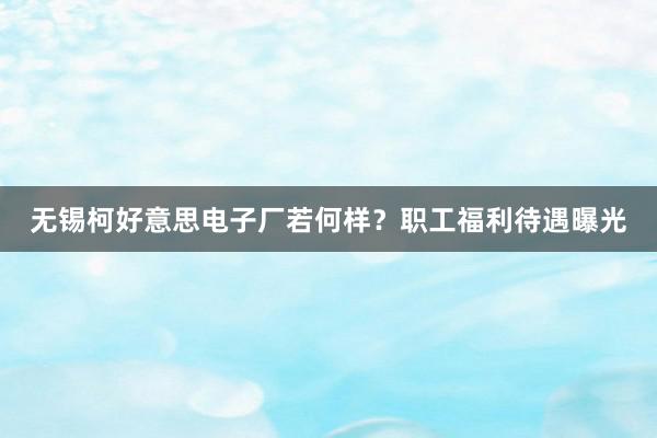 无锡柯好意思电子厂若何样？职工福利待遇曝光